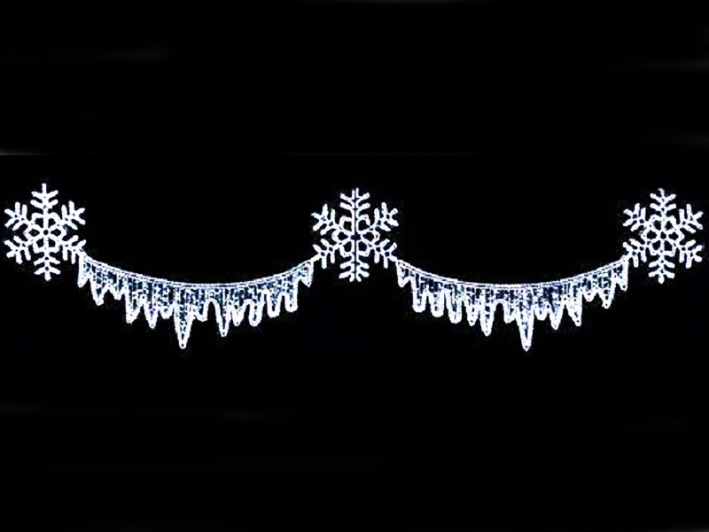 Консольная иллюминация "Снежинки с сосульками" 1300 х 5700 мм купить оптом в Москве 