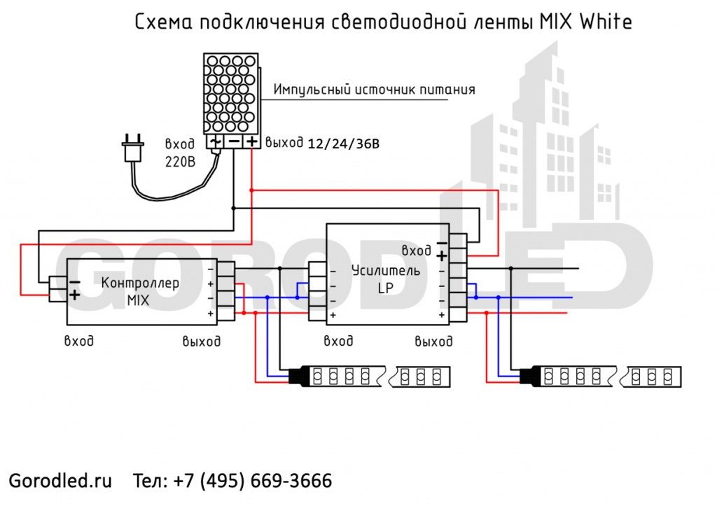 Схема подключения светодиодной ленты MIX White.jpg